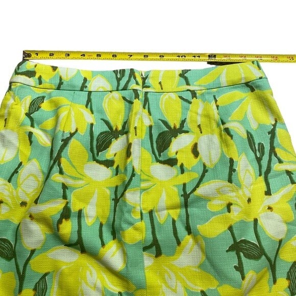 J Crew Womens Size 6 Floral Straight Above Knee Pencil Skirt Yellow and Blue - Picture 11 of 14